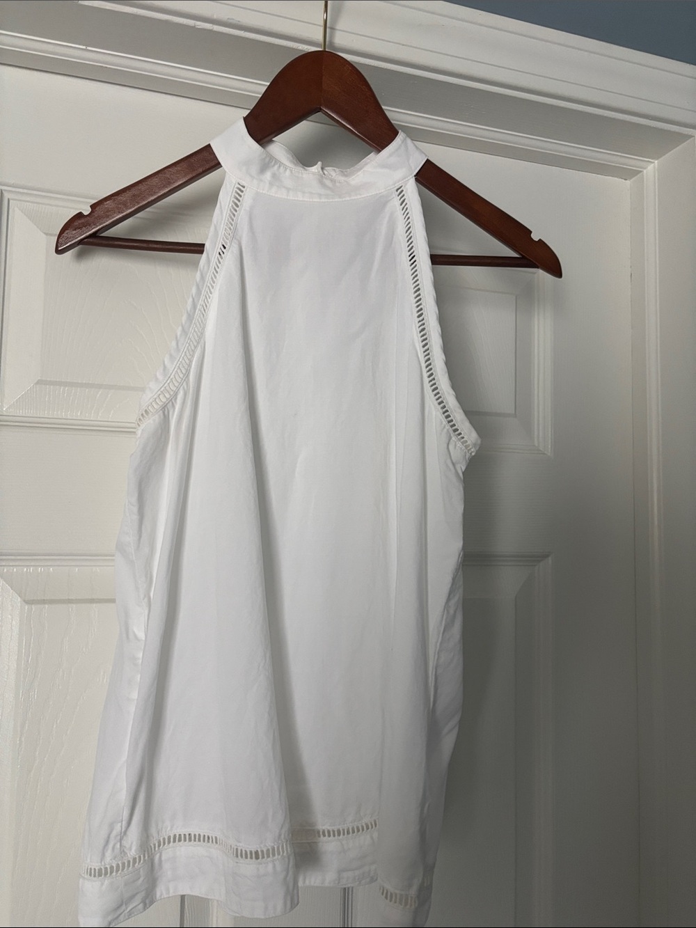 cloth & stone White Halter Tank with Ladder Stitch Trim
